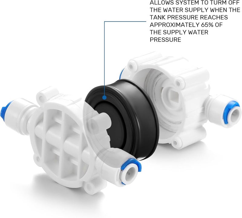Colingmill 4 Pack 1/4 Inch Tube Automatic Shut off Valve, with Quick Connect Fittings, for Ro Reverse Osmosis Water Filter System, White - Image 2